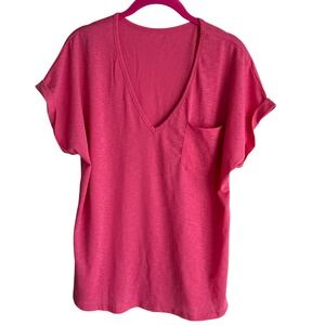 NWT‎ CUPSHE Dark Pink Short Sleeve V-Neck Swim Pool Beach Vacation Coverup, L